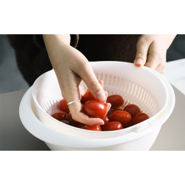 Kitchen Silicone Double Drain Basket Bowl Washing Storage Basket Strainers Bowls Drainer Vegetable Cleaning Colander Tool