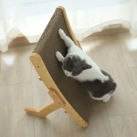 Wooden Cat Scratcher Scraper Detachable Lounge Bed..