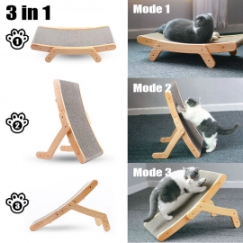 Wooden Cat Scratcher Scraper Detachable Lounge Bed 3 In 1 Scratching Post For Cats Training Grinding Claw Toys Cat Scratch Board